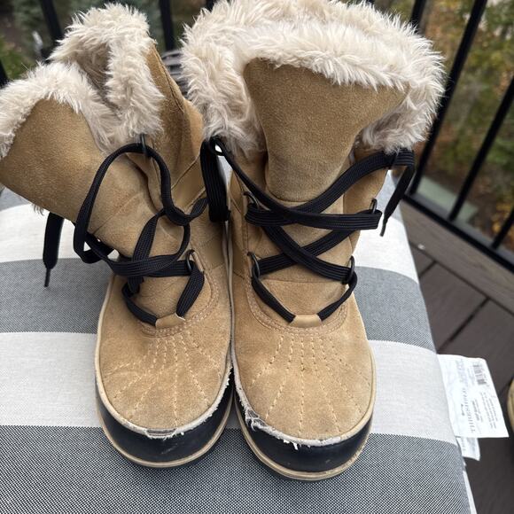 SOREL Tivoli II Black Tan Suede Faux Fur Lined Boots Women's 10 US 8 UK Snow - Picture 5 of 14